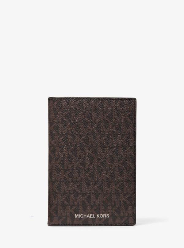 Panske Penazenky Michael Kors Logo Passport Čierne Hnede - Doplnky Michael Kors Lacne | WGMFA-5483